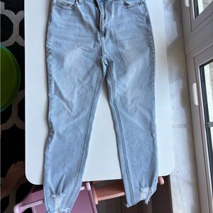 Bamboo Original Denim High Rise Light Wash Distressed Denim Jeans size 15